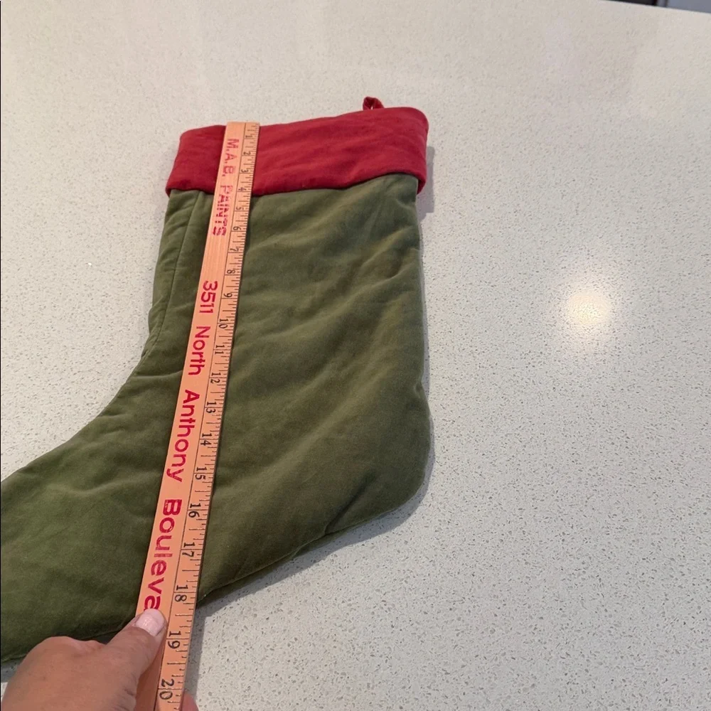 Pottery Barn NWT Velvet Large Stocking Embroidered with “MASON” in Red and Green